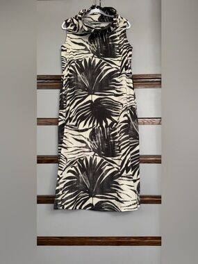 Bryn Walker 🌴 Henrietta Linen Cotton Palma Nera Cowl Neck Sleeveless Midi Dress